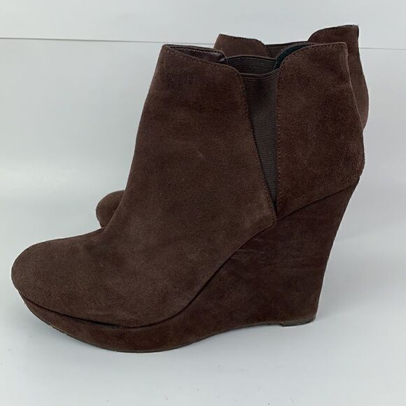 Jessica Simpson Brown Suede Leather wedge platform ankle boots - Picture 2 of 12